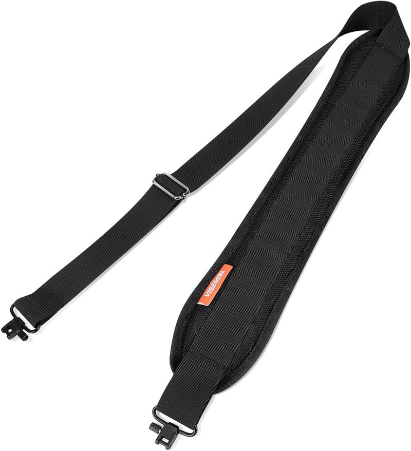 VISEMAN Crossbow Sling with Metal Swivels - Adjustable Padded Shoulder Strap (37"-53") - 1680D Polyester & Anti-Slip Backing for Archery Hunting - Image 1
